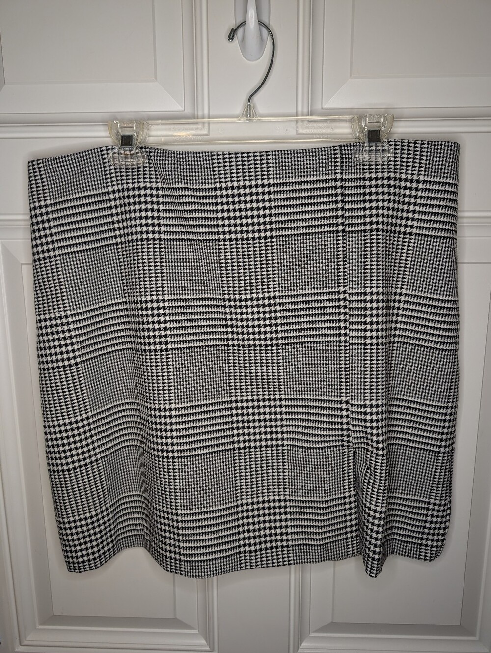 Rachel Zoe Black White Houndstooth Glen Plaid Mini Skirt Size 14 Lined Back Zip